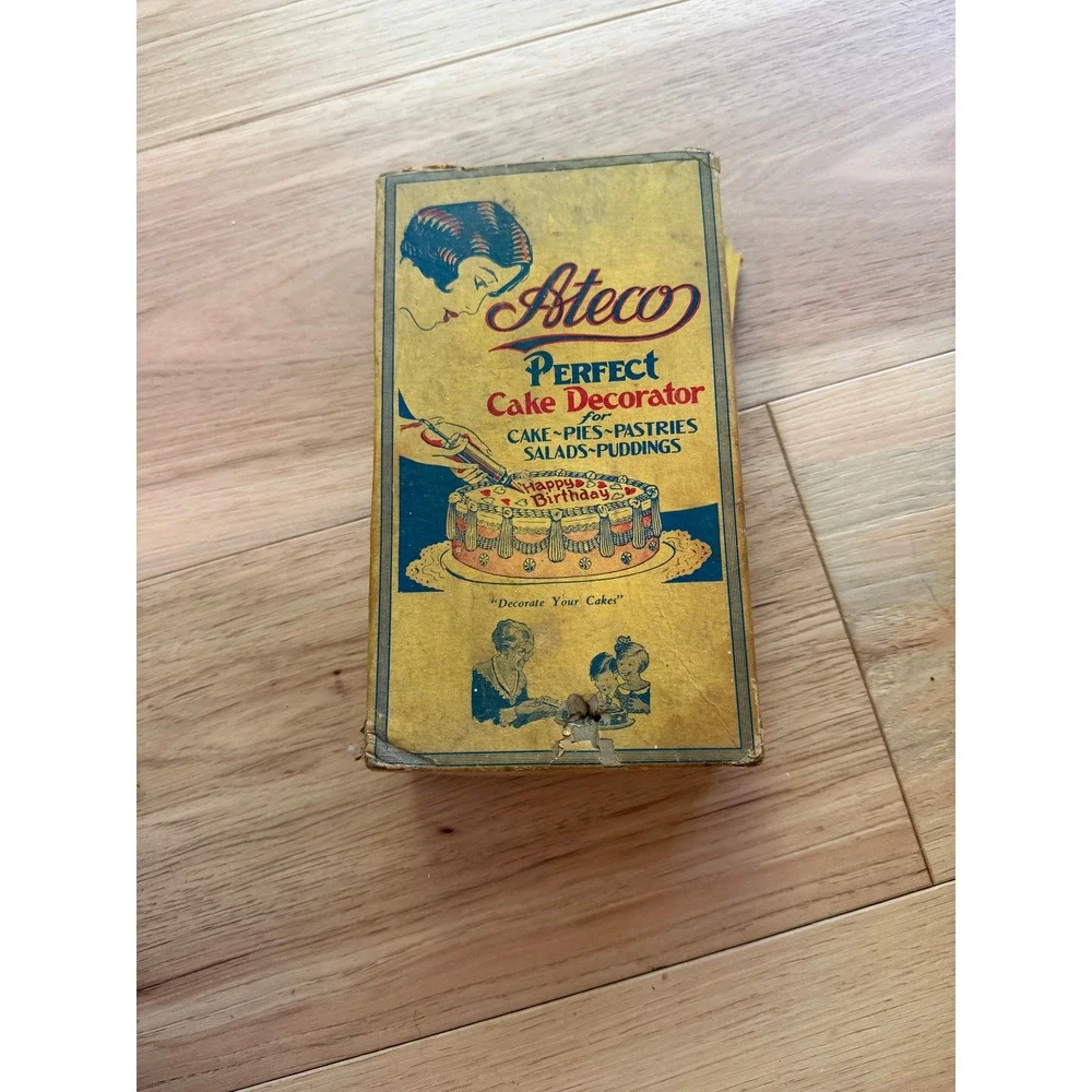 Ateco Perfect Cake Decorator No 701 Vintage 1940s Silver‎ Metal 4 Tips Boxed Set